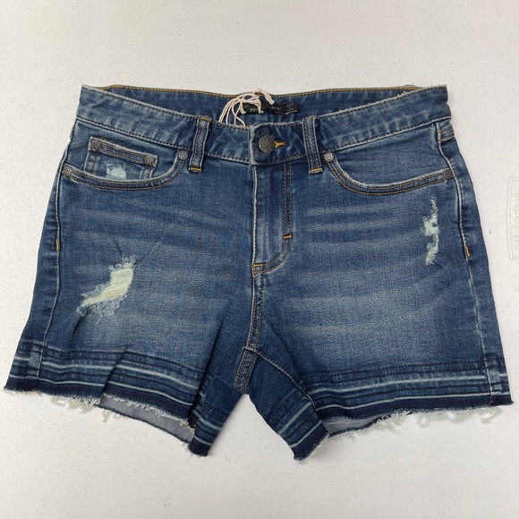 NWT Prana London Jean Shorts Raw Hem Blue Sz 4/27 - Picture 2 of 13